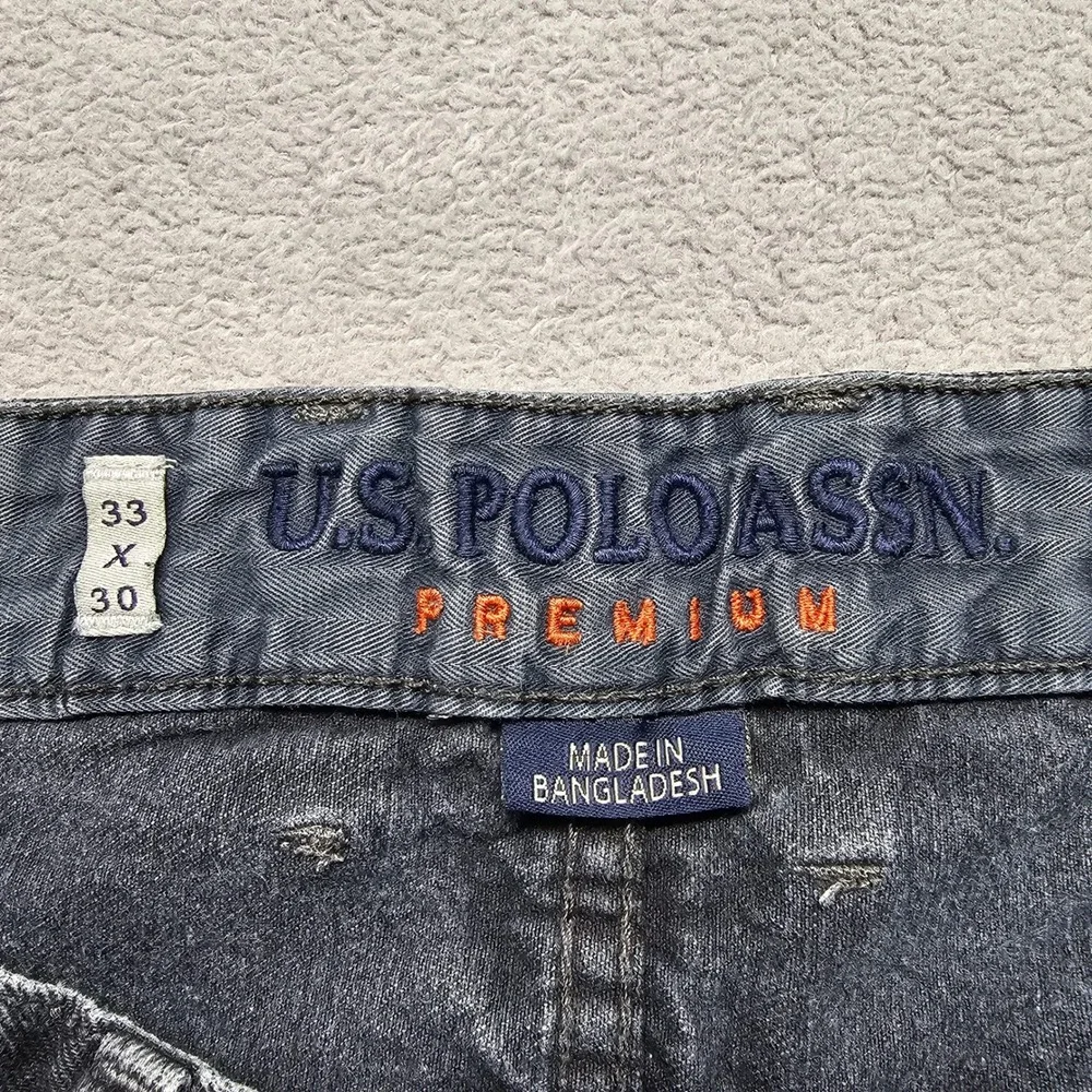 US Polo Assn Premium Denim Jeans Mens 33x30 Gray Straight Leg Faded Casual
